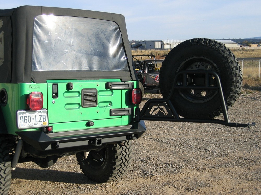 9717 JEEP TJ/LJ/JK REAR TIRE CARRIER (NEEDS BASE BUMPER) MATTE BLACK