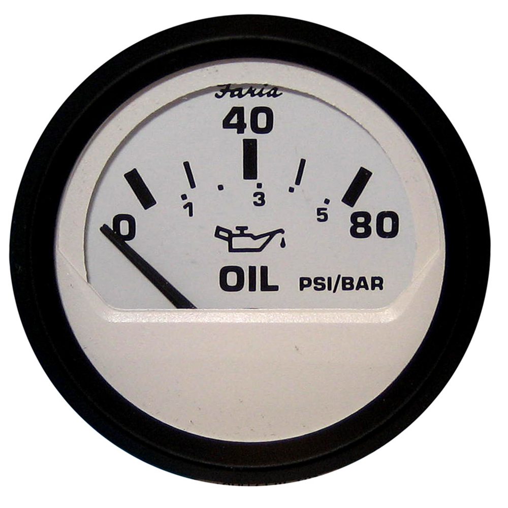 Faria Euro White 2" Oil Pressure Gauge - 80PSI