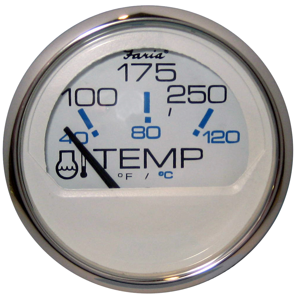 Faria Chesapeake White SS 2" Water Temperature Gauge - Metric (40 to 120°C)