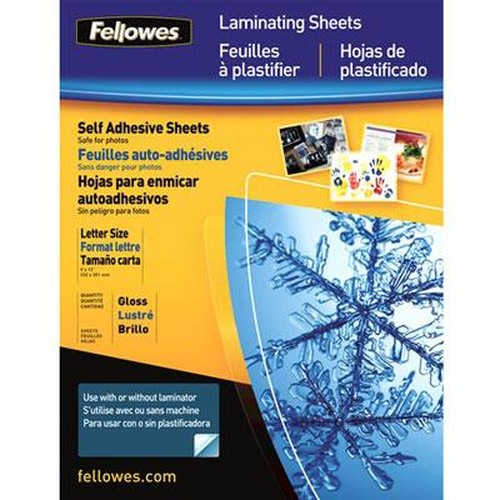 Fellowes 5221502 9" x 12" Self-Adhesive Laminating Sheets, 50 pk