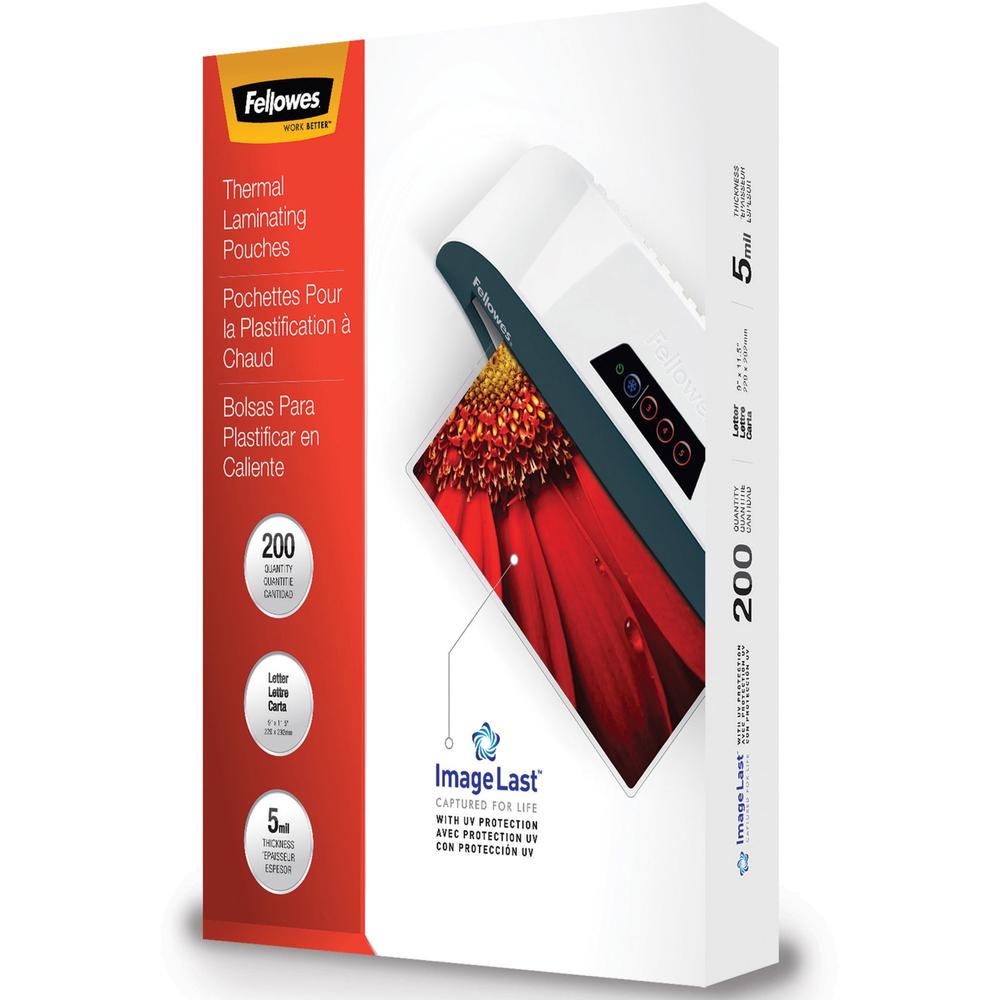 Fellowes ImageLast Jam-Free Thermal Laminating Pouches - Laminating Pouch/Sheet Size: 9" Width x 5 mil Thickness - UV Resistant