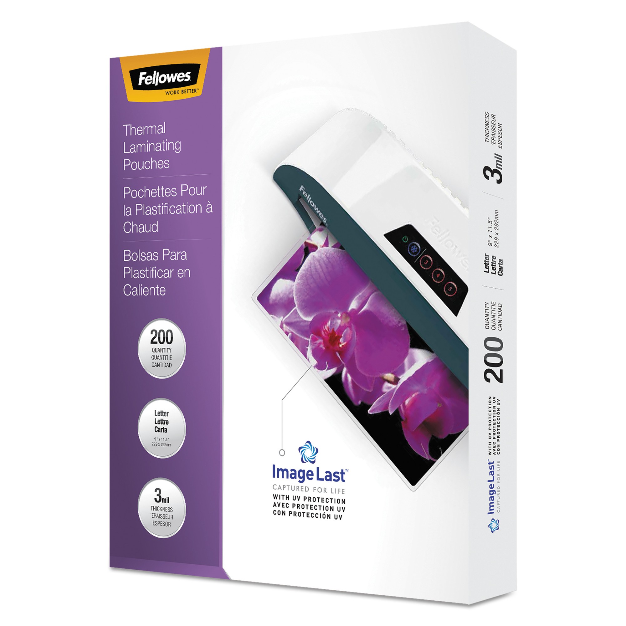 Fellowes ImageLast Jam-Free Thermal Laminating Pouches - Laminating Pouch/Sheet Size: 9" Width x 3 mil Thickness - UV Resistant
