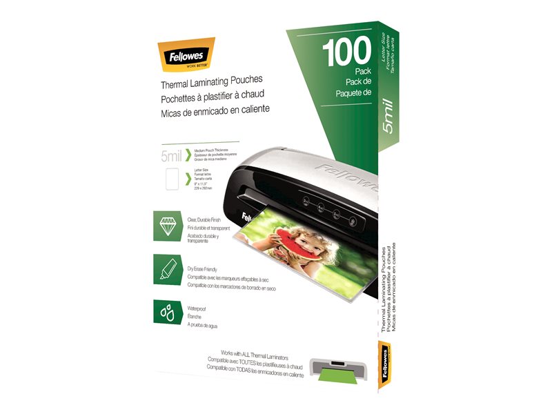 Fellowes Letter-Size Thermal Laminating Pouches - Sheet Size Supported: Letter 8.50" Width x 11" Length - Laminating Pouch/Sheet