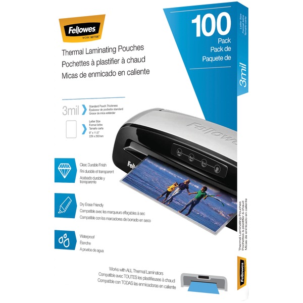 Fellowes Letter-Size Thermal Laminating Pouches - Sheet Size Supported: Letter 8.50" Width x 11" Length - Laminating Pouch/Sheet