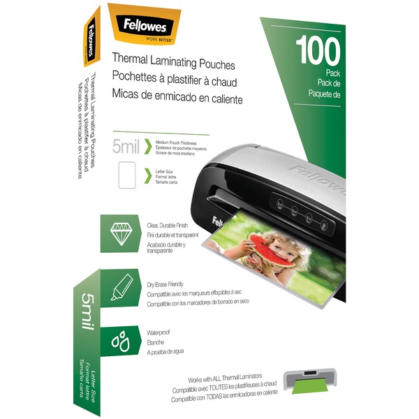 Fellowes Letter-Size Thermal Laminating Pouches - Sheet Size Supported: Letter 8.50" Width x 11" Length - Laminating Pouch/Sheet