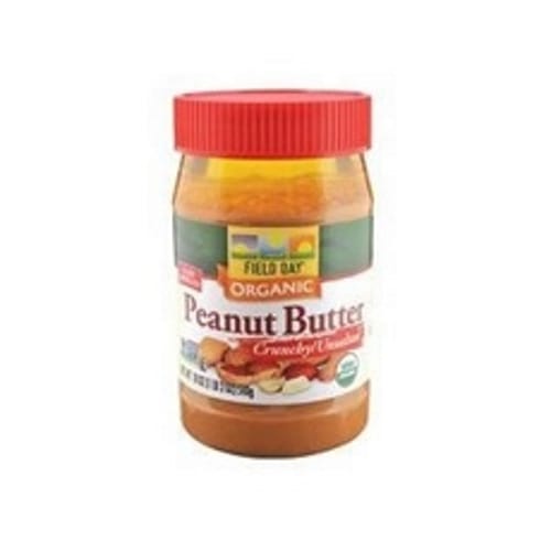 Field Day Organic Easy Spread Peanut Butter, Crunchy, No Salt (12x18Oz)