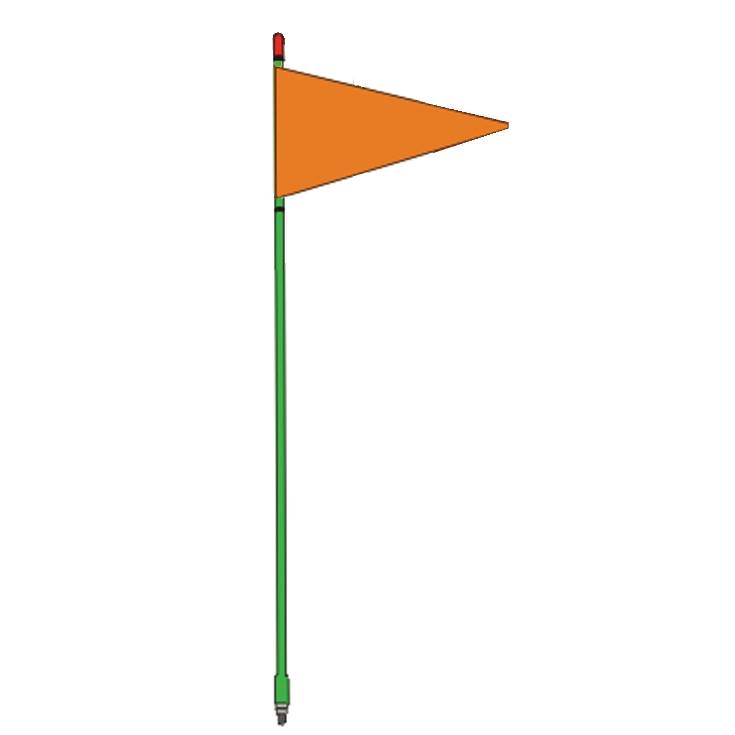 FIRESTIK - F4-G 4 FOOT GREEN FLAGSTICK WITH ORANGE TRIANGULAR SAFETY FLAG - STANDARD 3/8"-24 BASE THREADS