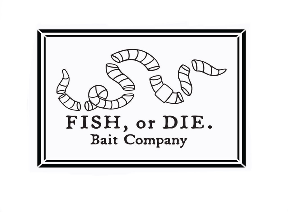 Fish, or Die. Sticker 4 x 2.7  Skull n Bones