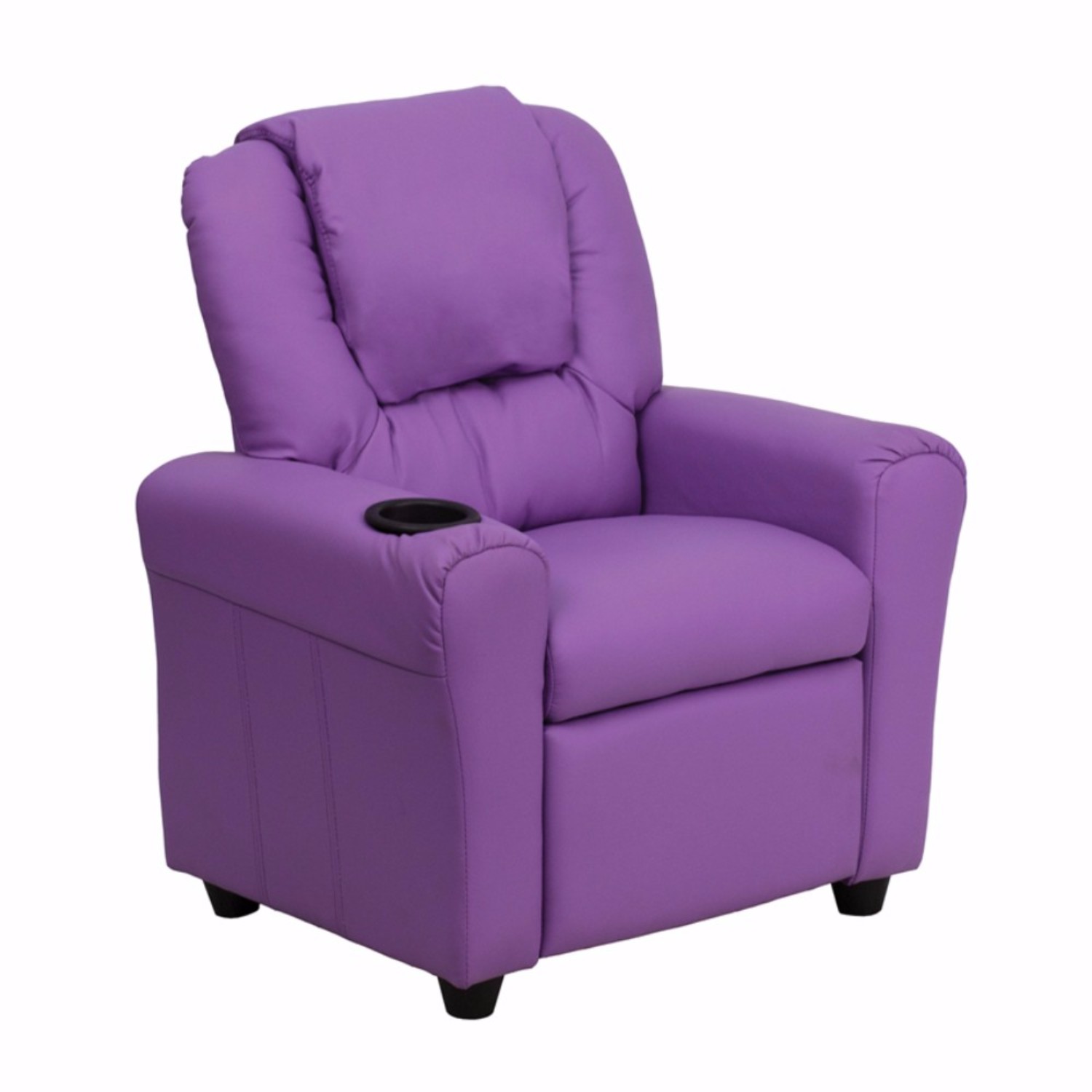 Contemporary Lavender Vinyl Kids Recliner with Cup Holder and Headrest