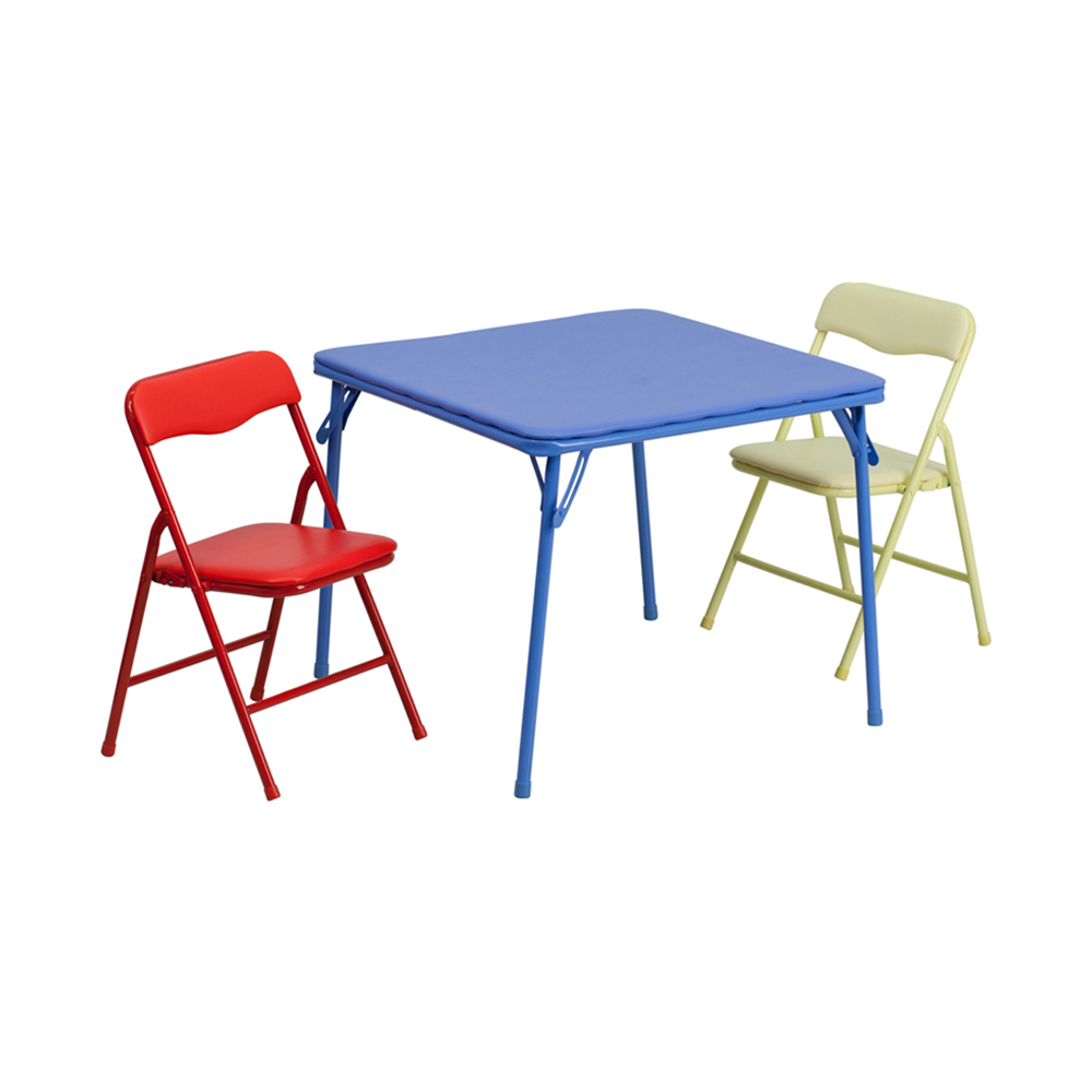 Kids Colorful 3 Piece Folding Table and Chair Set