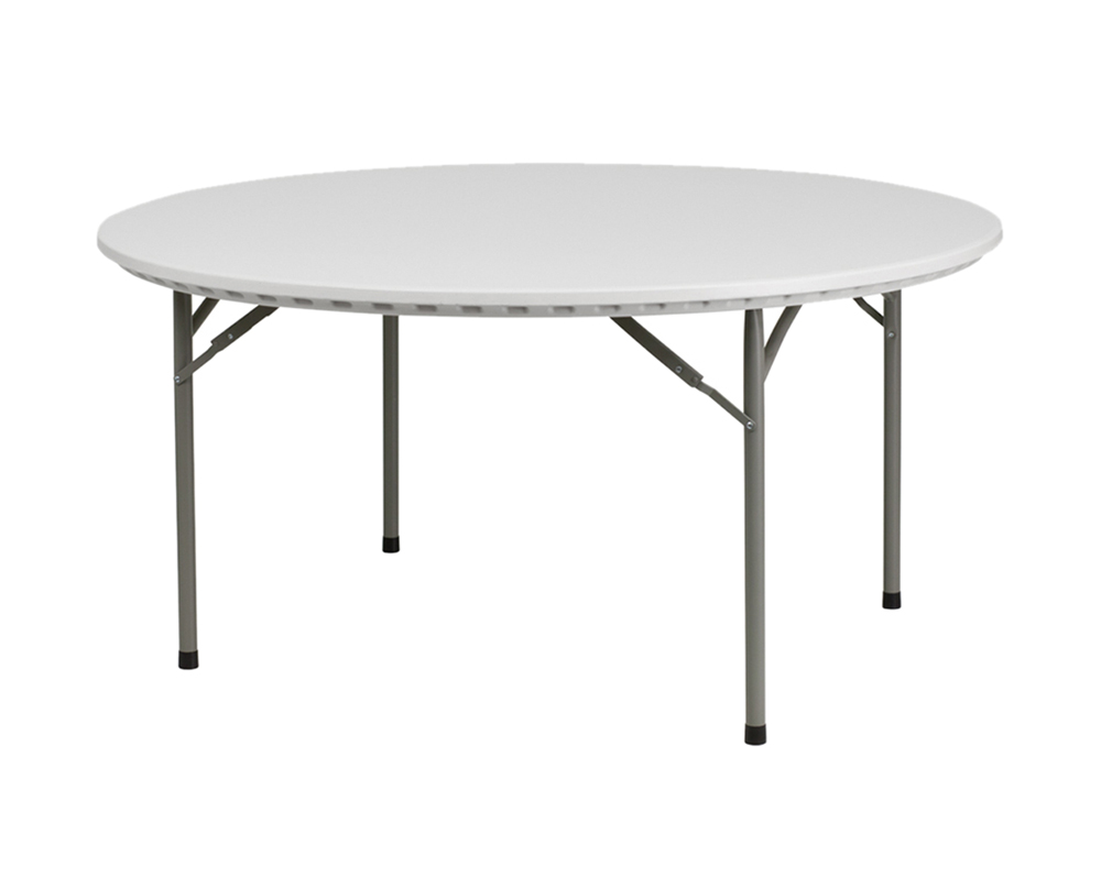 5-Foot Round Granite in White Plastic Folding Table