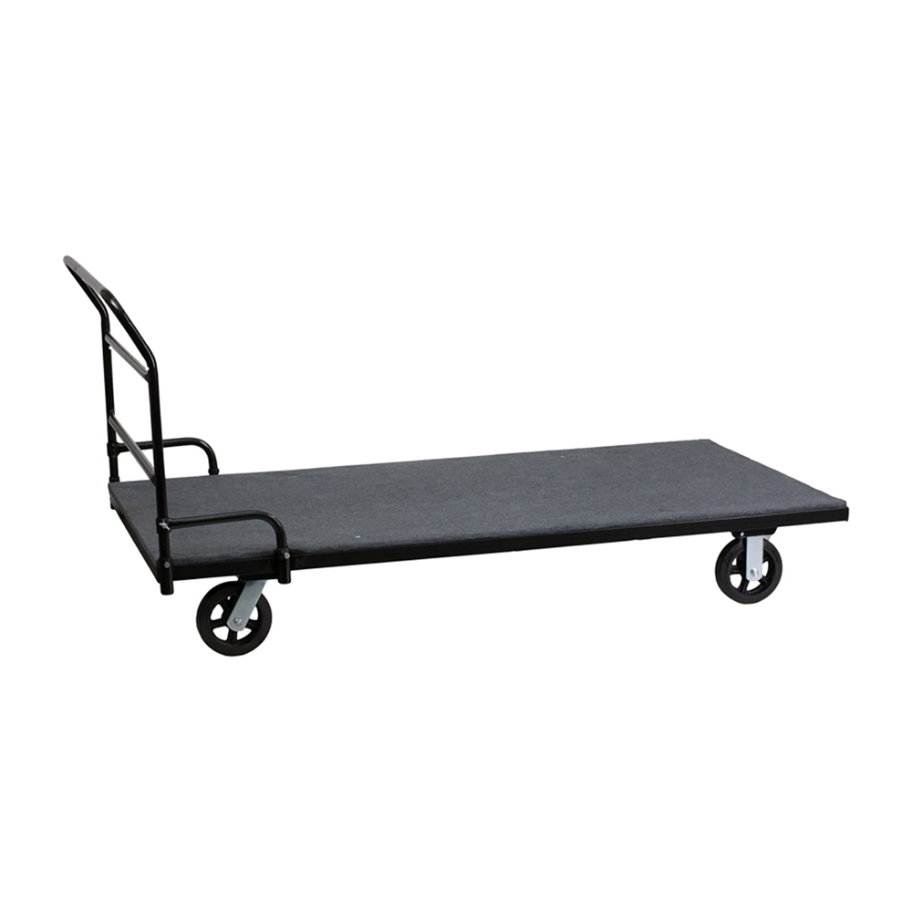 Folding Table Dolly with Carpeted Platform for Rectangular Tables