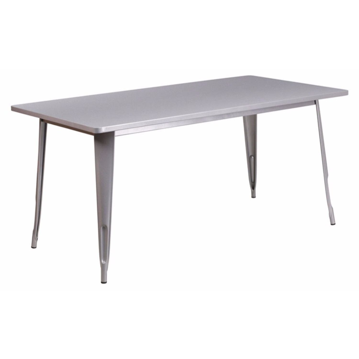 Commercial Grade 31.5" x 63" Rectangular Silver Metal Indoor-Outdoor Table