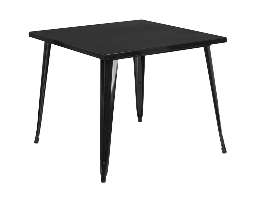 Commercial Grade 35.5" Square Black Metal Indoor-Outdoor Table