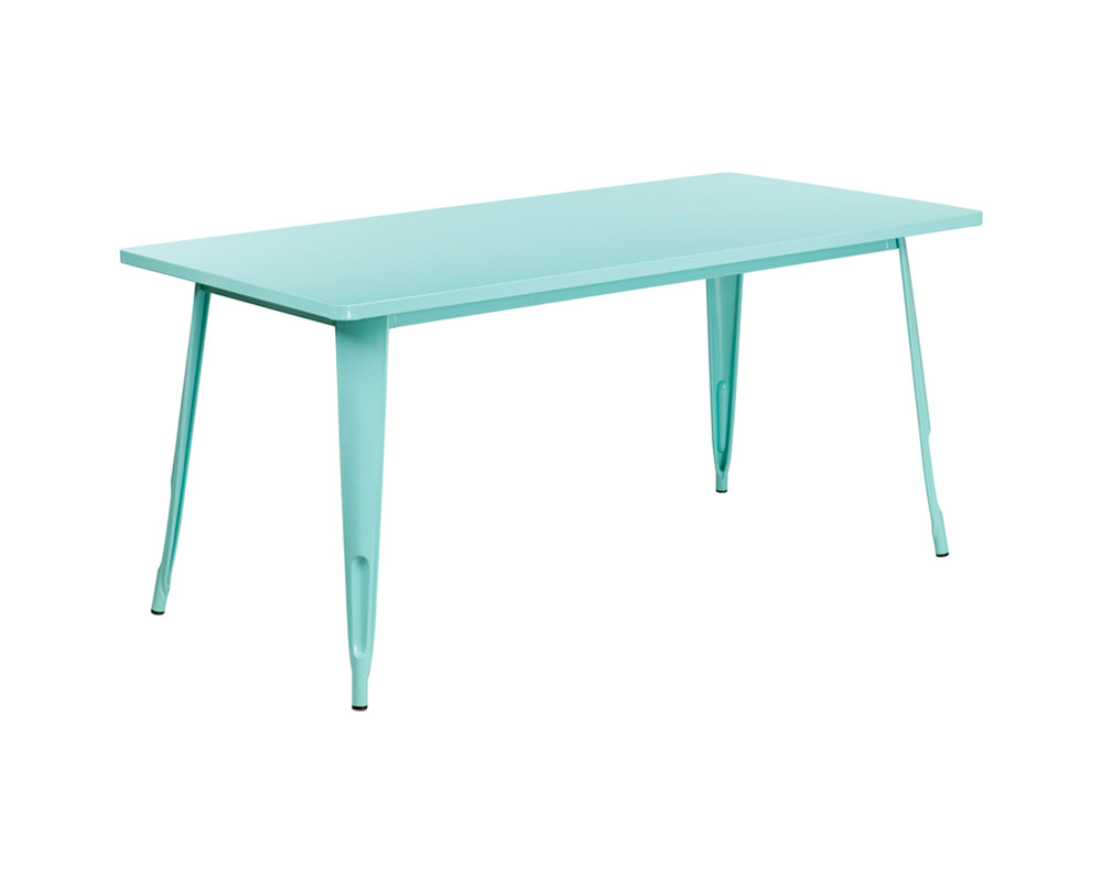 Commercial Grade 31.5" x 63" Rectangular Mint Green Metal Indoor-Outdoor Table