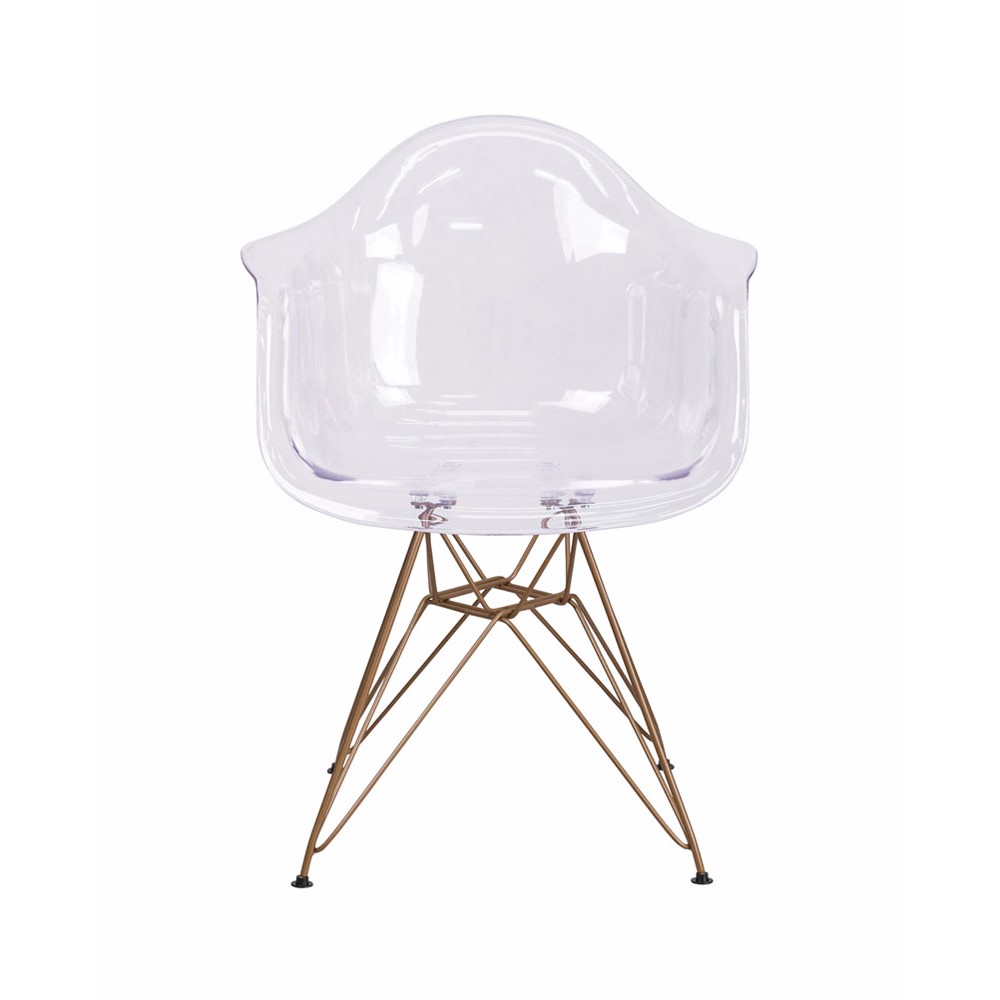 Alonza Series Transparent Side Chair with Gold Base