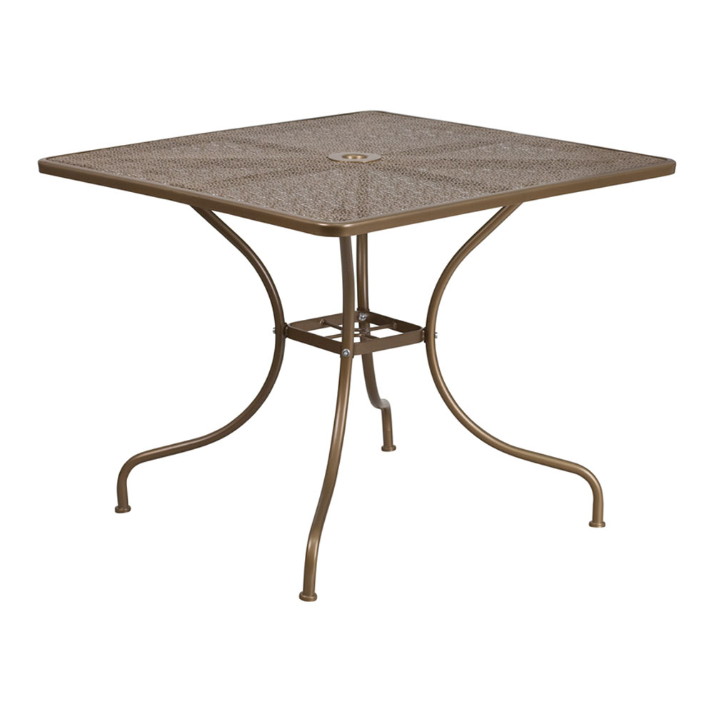 Commercial Grade 35.5" Square Gold Indoor-Outdoor Steel Patio Table