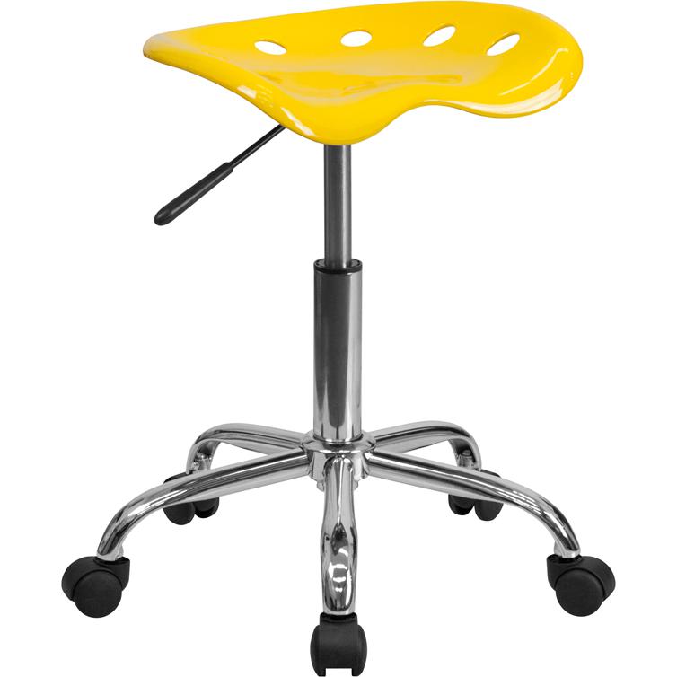 Vibrant Yellow Tractor Seat and Chrome Stool