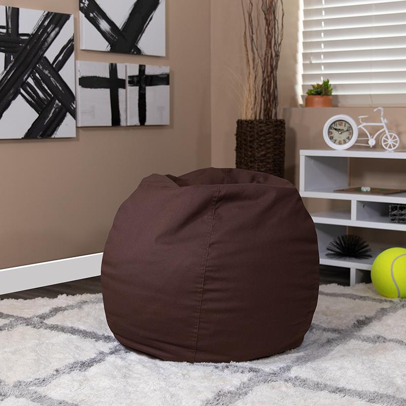 Small Solid Brown Bean Bag Chair for Kids and Teens