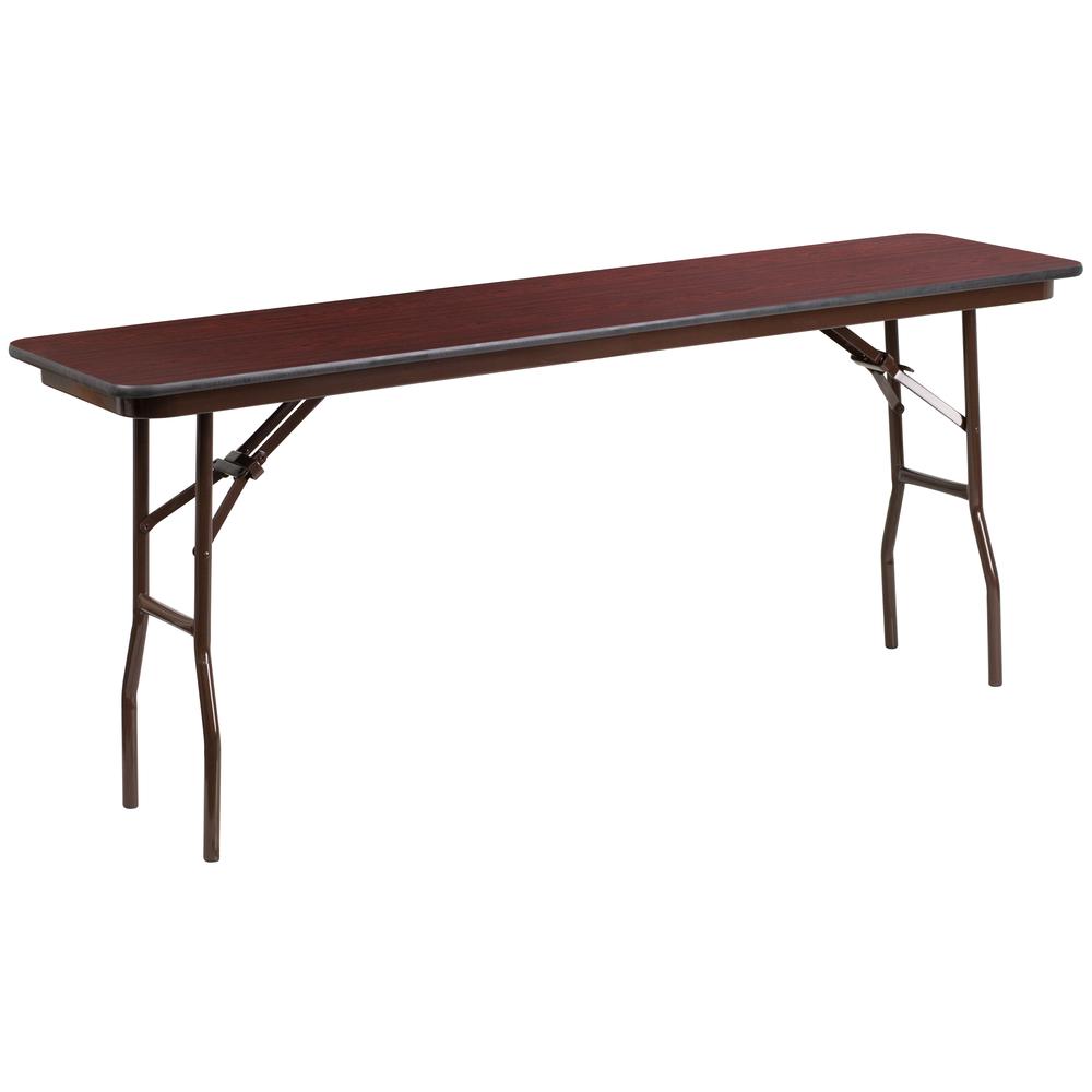 6-Foot Mahogany Melamine Laminate Folding Training Table