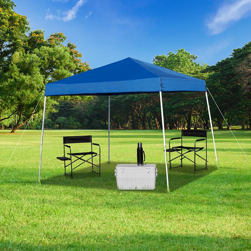 8'x8' Blue Outdoor Pop Up Event Slanted Leg Canopy Tent with Carry Bag