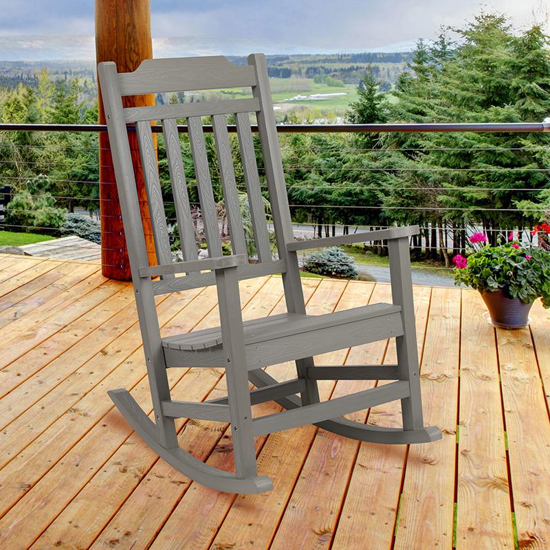 Winston All-Weather Rocking Chair in Gray Faux Wood