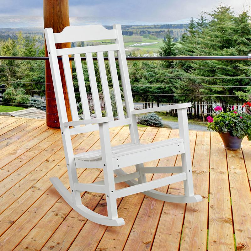 Winston All-Weather Rocking Chair in White Faux Wood