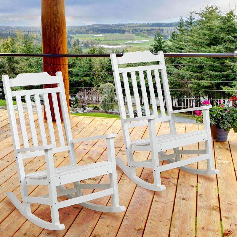 Set of 2 Winston All-Weather Rocking Chair in White Faux Wood