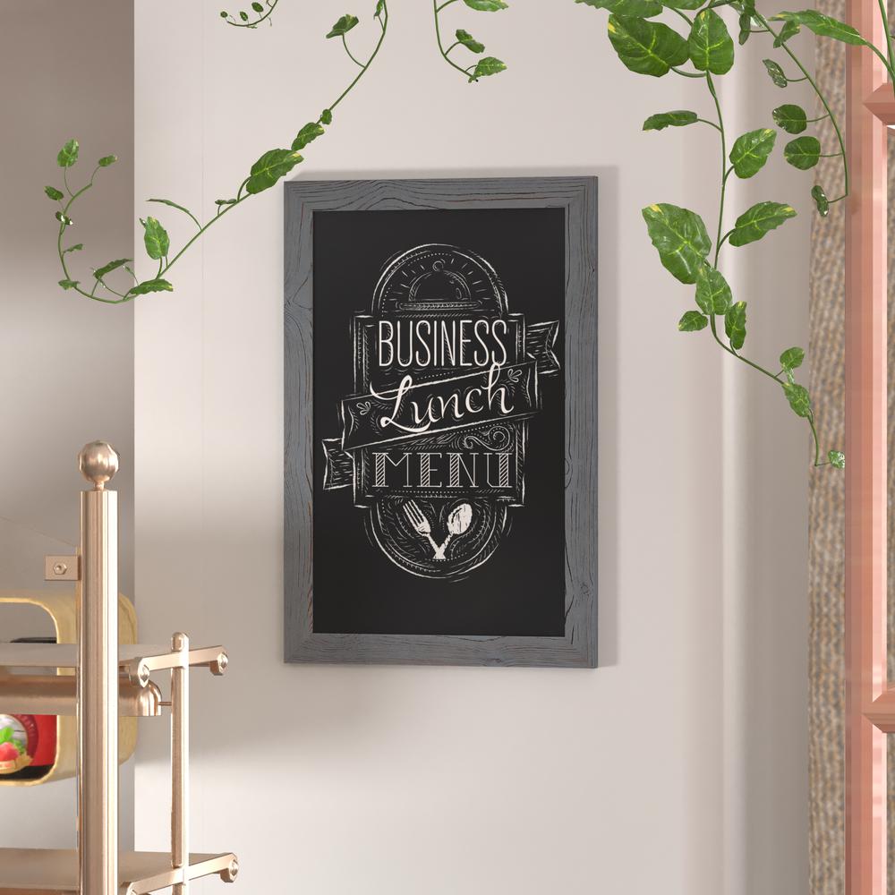 Canterbury 20" x 30" Rustic Gray Wall Mount Magnetic Chalkboard Sign