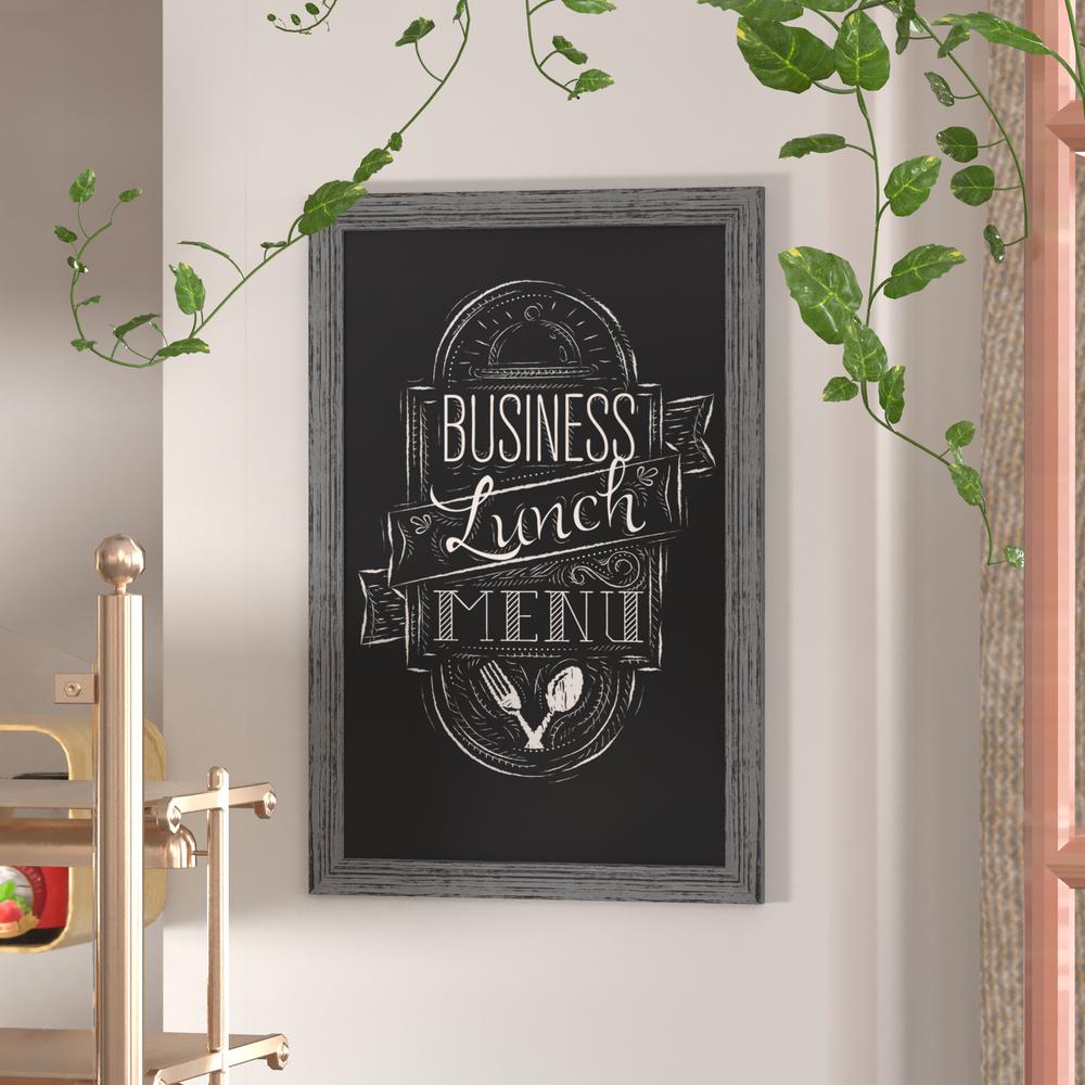 Canterbury 24" x 36" Rustic Gray Wall Mount Magnetic Chalkboard Sign