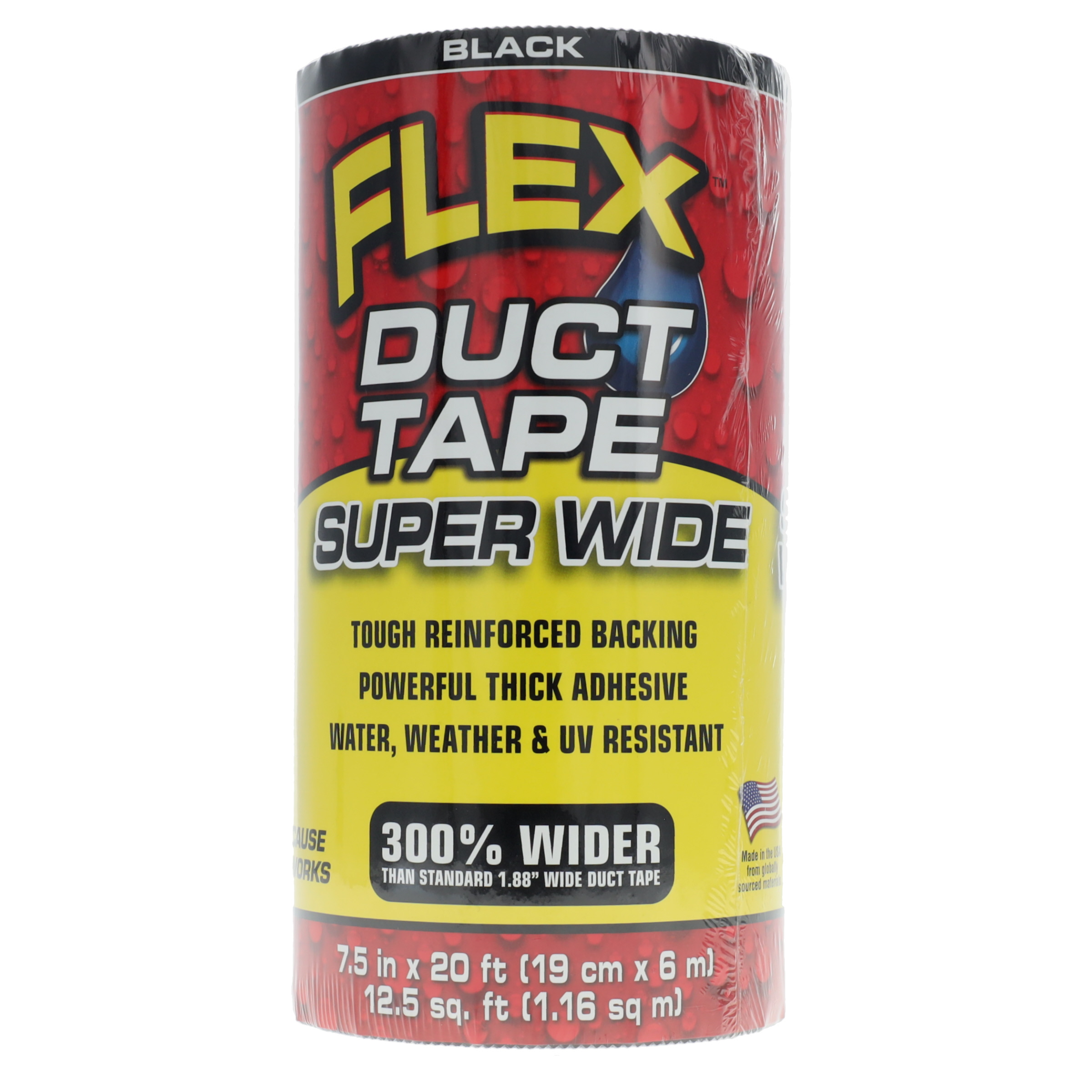 Flex Seal Super Wide Flex Duct Tape DTBLKR7520 7.50 Inches x 20 Feet Removable Repositionable Thick Adhesive Heavy-Duty Tape-Bla