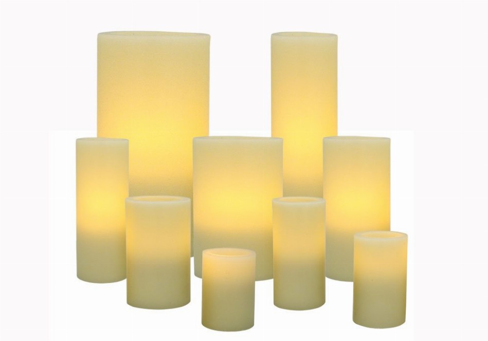 Ivory Flameless Wax Pillar Candles - 5 x 8