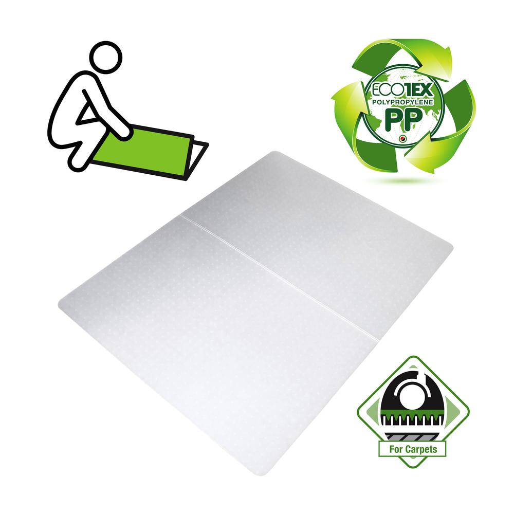 Ecotex Polypropylene Rectangular Foldable Chair Mat for Carpets - 35" x 46"