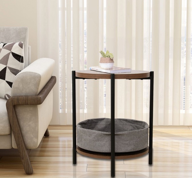 Noah Round End Table with Storage