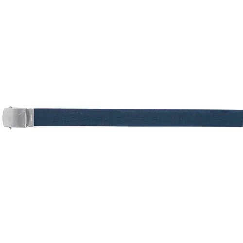 44" Cotton Web Belt, 12 Pack Silver Buckle - Navy