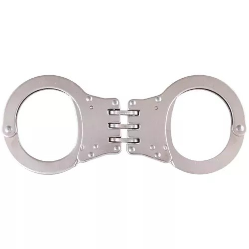 Detective Double-Lock Handcuffs With 3 Hinges - Nickel