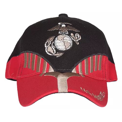 Embroidered Ball Cap Black/Red Heritage - Marines