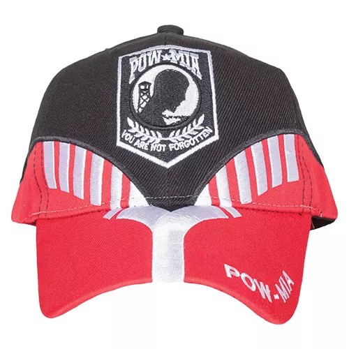 Embroidered Ball Cap Black/Red Heritage - POW/MIA