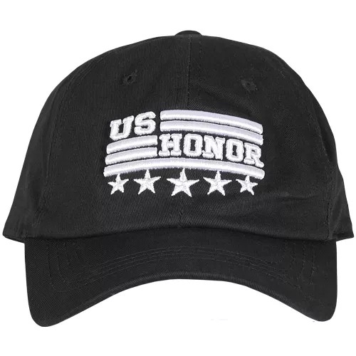 Embroidered Ball Cap US Honor Logo - Black