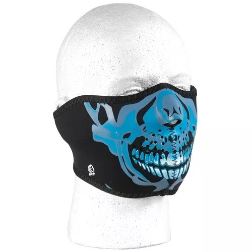 Neoprene Thermal Half Mask - Blue Chrome Skull