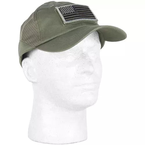 Tactical Mesh Cap With Us Flag Patch - Earth Tone