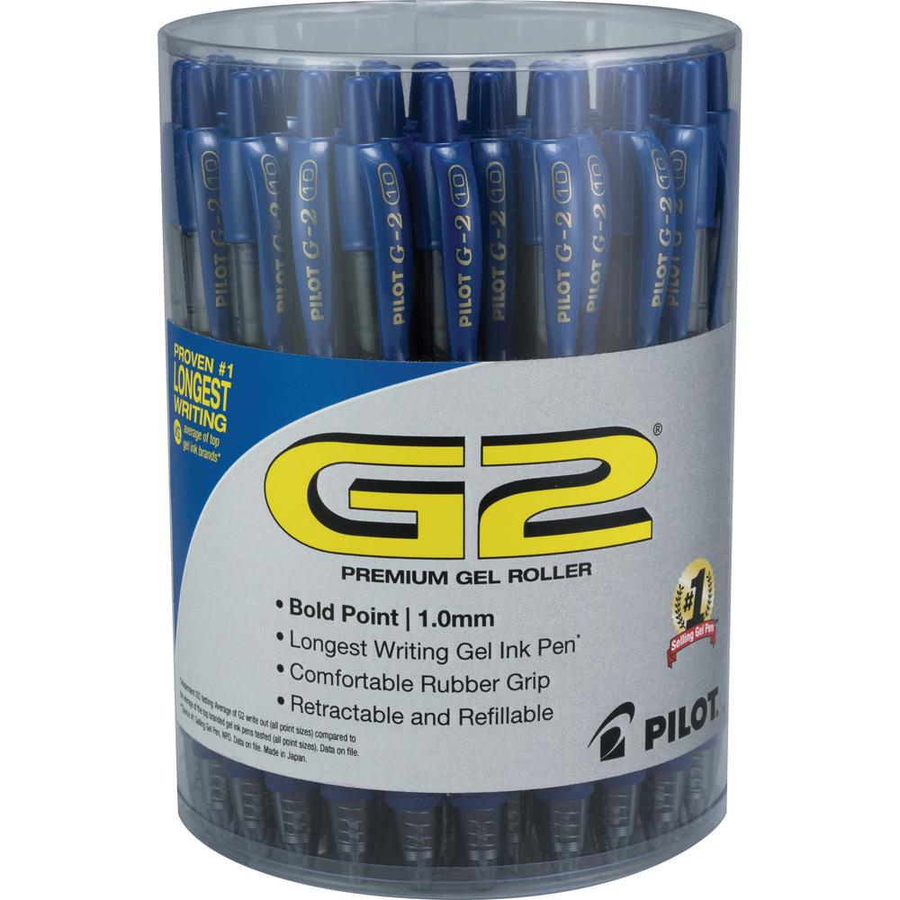 G2 1.0mm Gel Pens - Bold Pen Point - 1 mm Pen Point Size - Refillable - Retractable - Blue Gel-based Ink - Clear Barrel - 36 / P