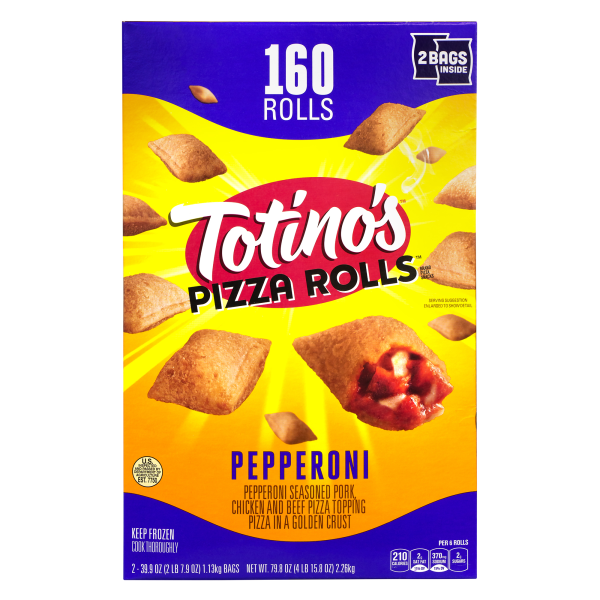 Pepperoni Pizza Rolls, 39.9 oz Bag, 80 Rolls/Bag, 2 Bags/Box, Free Delivery in 1-4 Business Days