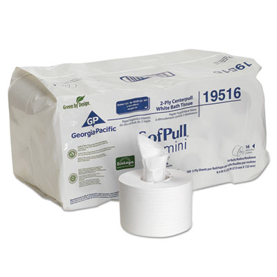 SofPull Mini Centerpull Bath Tissue, 5 1/4 x 8 2/5, 500 Sheets, 16 Rolls/Carton