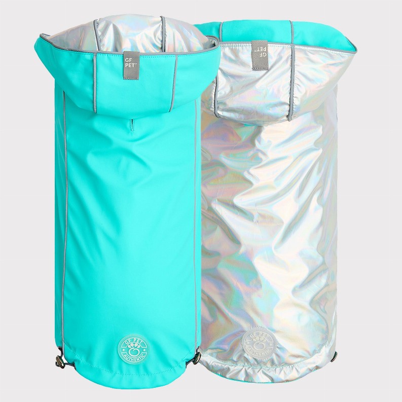 GF Pet Reversible Raincoat Small Neon Aqua
