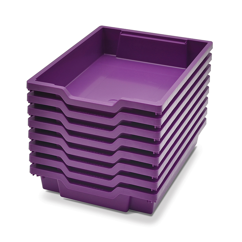 Shallow F1 Tray, Plum Purple, 12.3" x 16.8" x 3", Heavy Duty School, Industrial & Utility Bins, Pack of 8