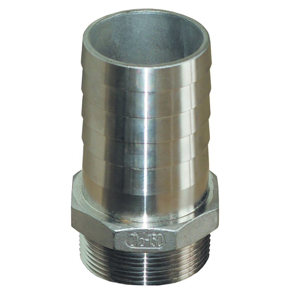 GROCO 1-1/2" NPT x 1-1/2" ID Stainless Steel Pipe to Hose Straight Fitting