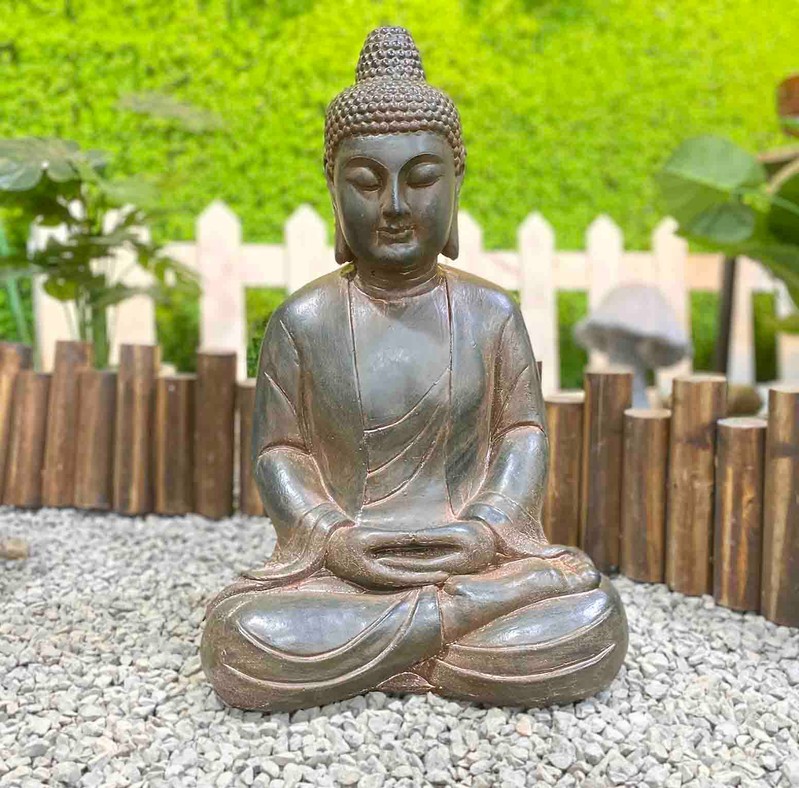 Bronze Style Meditating Buddha Garden Statue