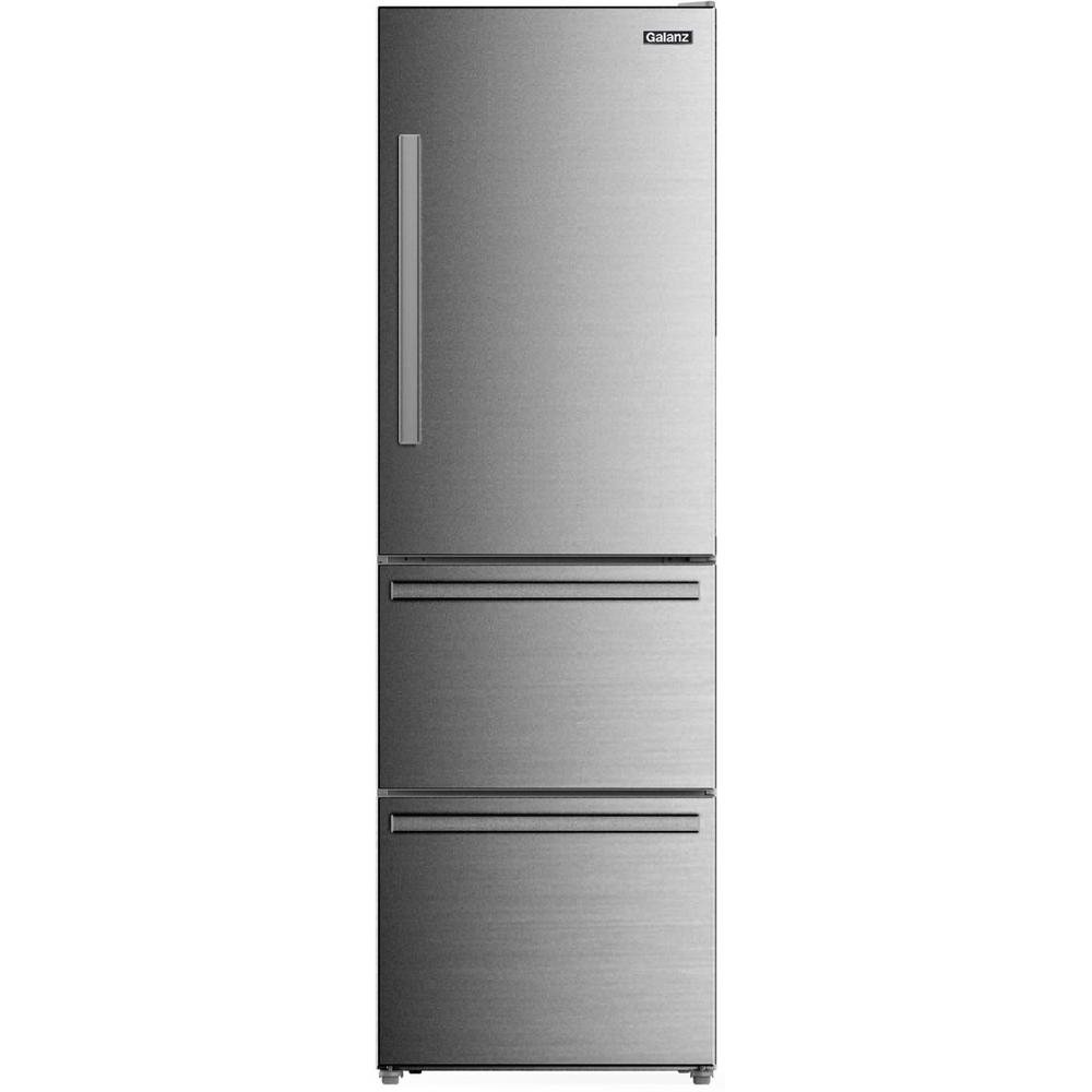 12 CF 3-Door Bottom Mount Refrigerator, 24" Wide, Icemaker