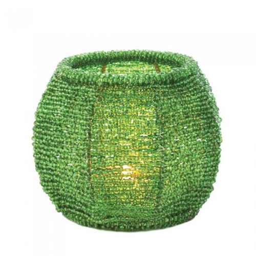 Emerald Green Beaded Candleholder